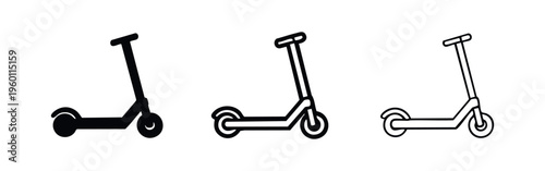 Urban Kick Scooter Icons: Set of Push Scooter Symbols for Recreation and Commute