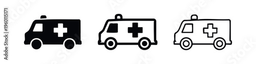 Ambulance Icon Set: Emergency Medical Service Vehicle Symbols