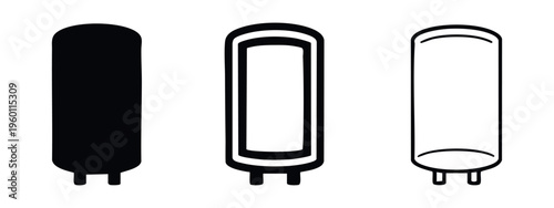 Cylindrical Tank or Heater Element Vector Icon Set