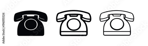 Retro Rotary Phone Icons Set - Vintage Telephone Communication Symbols in Different Styles