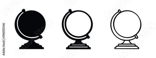 Blank World Globe Icons Set - Desktop Earth Sphere Global Education Symbols