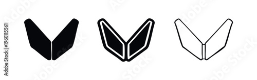 Foldable phone or open book device icon set. Modern technology interface.