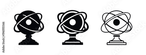 Atomic Model Trophy Icon Set - Simplified Science Structure Nucleus Orbit Symbols