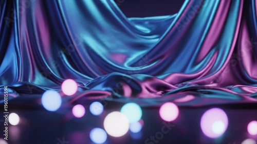 Abstract Neon Lights and Fabric Backdrop for Backgrounds.