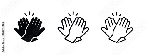 High Five or Clapping Hands Icons Set. Success, celebration, and applause gesture.