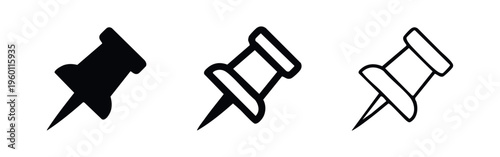 Push Pin Thumbtack Icons Set for Office and Memo Boards