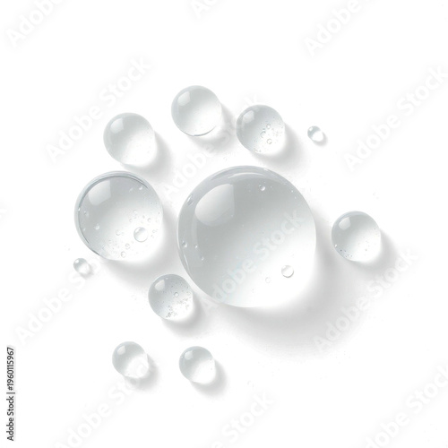 Large realistic water droplets isolated on PNG background clean liquid texture