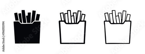 Classic French Fries in Box Icon Set