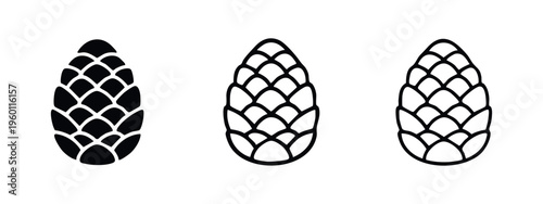 Pinecone icon set. Natural forest cone symbol for autumn, winter, or nature themes.