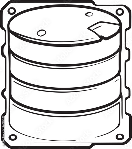2D line art SSD hard drive icon isolated on white background