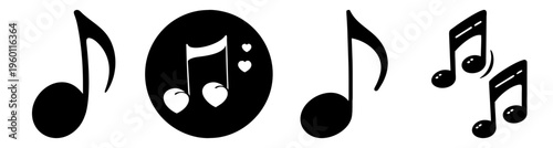 Black music notes and sound wave symbol on white background minimalist vector illustration for audio, melody, and creative design projects