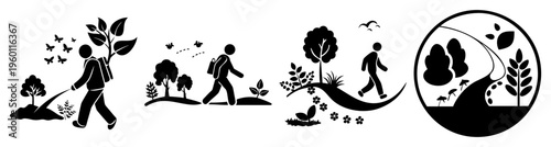 Evolution of human progress concept illustration flat design minimalist style growth development journey from primitive to modern life stages