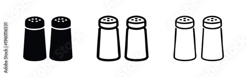 Seasoning Shakers Icon Set. Salt and Pepper Kitchenware Symbol.