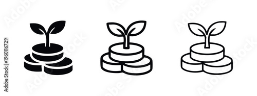 Financial Growth Icon Set - Investment, Money Tree, and Savings Concept Vector