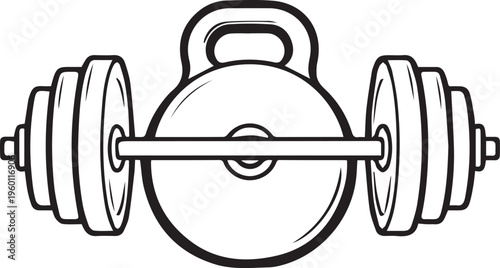 black and white barbell weightlifting icon isolated on white background