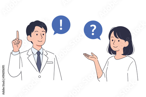 Cartoon illustration of a man and woman discussing or questioning something