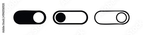 On Off Switch Icon Set. Toggle Power Button Vector Illustration. UI UX Design Element.