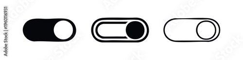 Toggle Switch On Off Button Icons. Modern UI UX Power Control Vector Set.