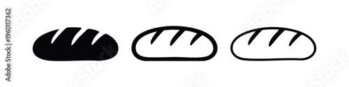 Fresh Baked Bread Loaf Icon Collection, perfect for bakery products, food menus, and culinary themes in various styles