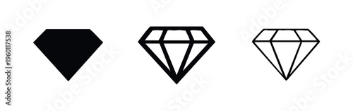 Diamond Gemstone Icon Set - Luxury, Wealth, and Precious Stone Symbol
