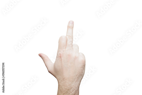 фотографія Hand gesturing middle finger on transparent or white background, symbolizing defiance, anger, or an offensive insult