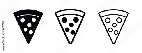 Pizza slice icon set. Fast food graphic elements for restaurant menu, delivery app, or web design.