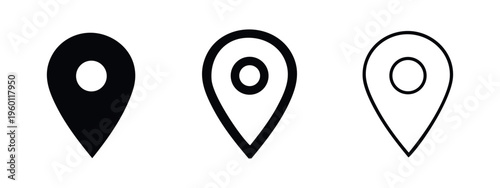 Location Pin Marker Icons Set - Map Pointer Silhouette Vector