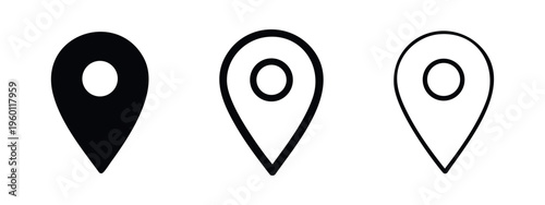 Location Pin Marker Icons Set - Map Pointer Silhouette Vector