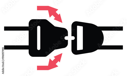 Fasten seat belt sign, drive safe vehicle security icon and passenger safety signage, minimal line art vector collection for car safety instructions