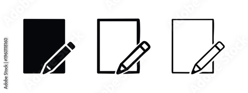 Paper and Pencil Editing Icon Collection. Document Management and Note Taking Symbols.