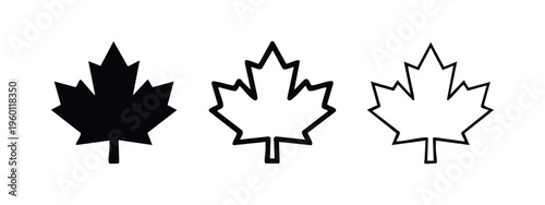 Maple leaf icon set. Canadian symbol, nature, and autumn representation.