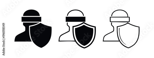 Data Privacy and Security Icon Set with Shield Protection