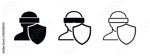Profile Data Privacy and Security Icon with Protective Shield
