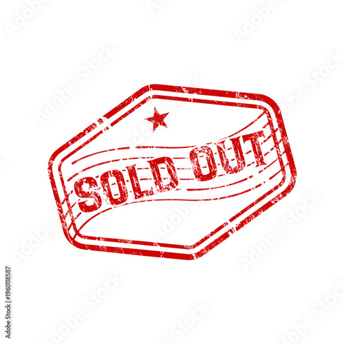 Sold out red grunge rubber stamp, vector illustration