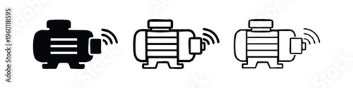 Smart electric motor with wireless signal icon, IoT industrial device symbol, Connected pump illustration