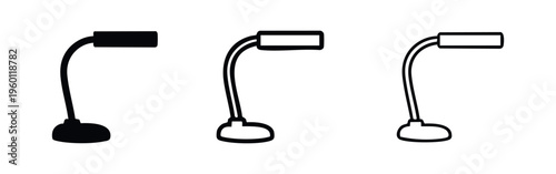 Modern desk lamp icon set with rectangular head, perfect for office, study, and home illumination designs