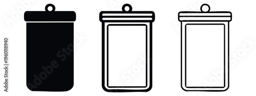 Trash Can or Waste Bin Container with Lid Icons