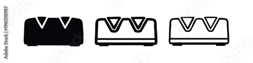 Knife Sharpener Icon Set for Kitchen Tools and Utensils