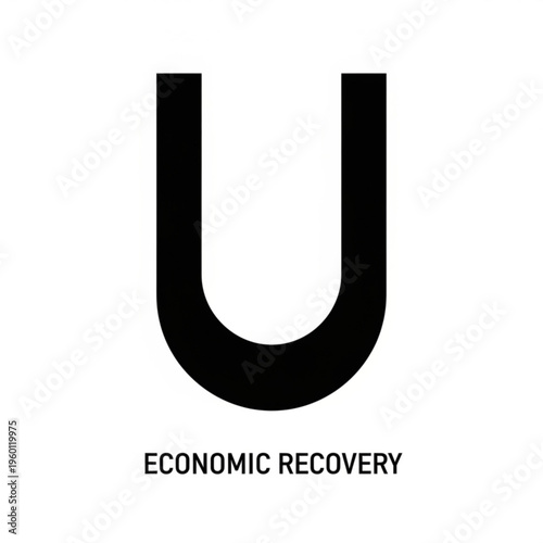 Black silhouette illustration of letter U for economic recovery concept