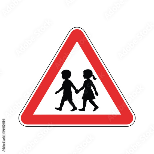 Children crossing sign alerts drivers to pedestrian activity nearby