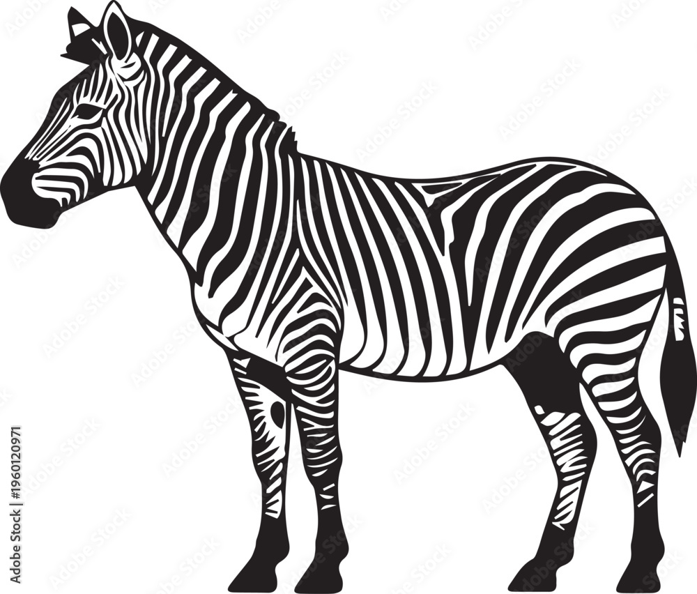 Fototapeta premium Black and white zebra line art icon isolated on white background