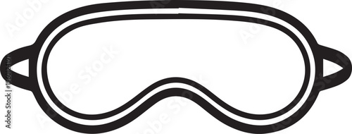 Minimalist black and white sleep mask icon isolated on white background