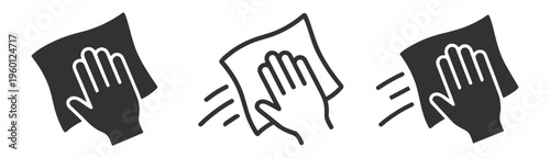 cleaning hand with cloth icon set vector illustration on transparent background