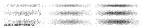 Tableau sur toile Dot noise brush effect set, grunge spray gradient lines