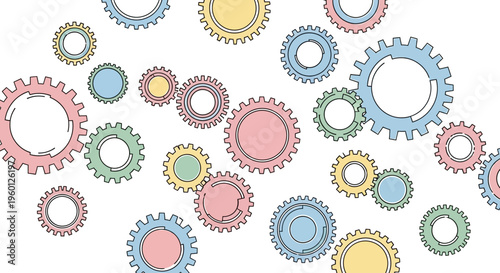 Colorful Gears and Cogs Mechanism.