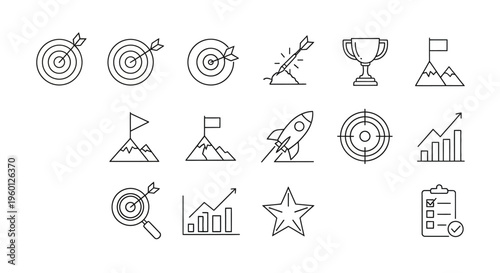 Business icons for goals and success.