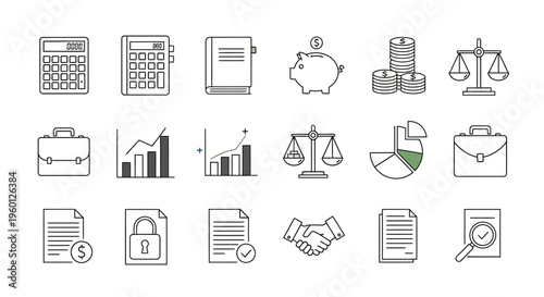 Business finance icons and symbols.