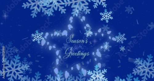 Animated blue snowflakes fall gently against black, evoking tranquility.