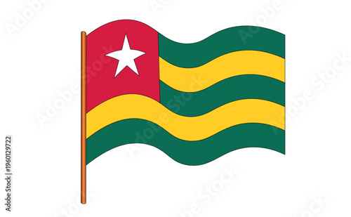 Flag of Togo. National symbol in official colors. Template icon. Abstract vector background.