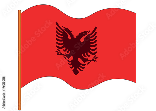 Flag of Albania. Albanian national symbol in official colors. Template icon. Abstract vector background.